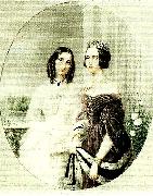 maria rohl drottning josefinf till vanster btillsammans med sin svagerska prinsessan eugenie oil painting on canvas
